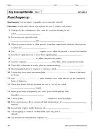 Plant Responses Key Concept Builder LESSON 2 Key Concept