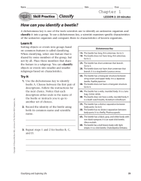 Classify How can you identify a beetle? Chapter 1 Skill Practice