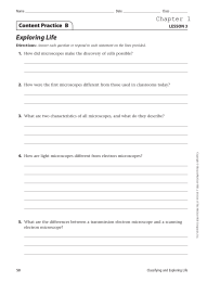 Exploring Life Chapter 1 Content Practice  B LESSON 3