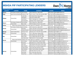 MSHDA PIP PARTICIPATING LENDERS COUNTY LENDER NAME