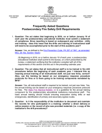Frequently Asked Questions Postsecondary Fire Safety Drill Requirements