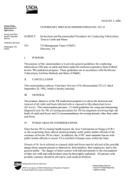 AUGUST 2, 2006 VETERINARY SERVICES MEMORANDUM NO. 552.15 SUBJECT: Instructions