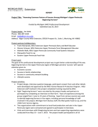 REPORT Project Title:  “Assessing Common Factors of Success Among Michigan’s... Beginning Farmers”