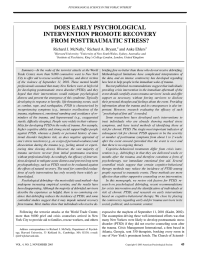 DOES EARLY PSYCHOLOGICAL INTERVENTION PROMOTE RECOVERY FROM POSTTRAUMATIC STRESS?