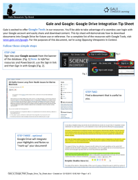 Gale and Google: Google Drive Integration Tip Sheet Google Tools