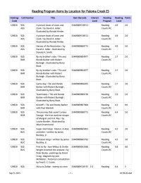 Reading Program Items by Location for Paloma Creek ES