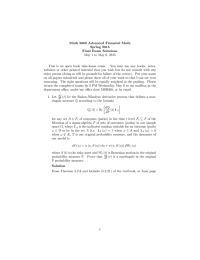 Math 5660 Advanced Financial Math Spring 2015 Final Exam Solutions