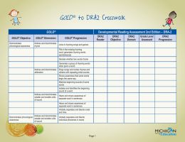 GOLD to DRA2 Crosswalk ® Developmental Reading Assessment 2nd Edition – DRA-2