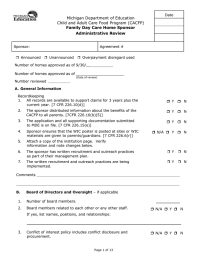 Michigan Department of Education Child and Adult Care Food Program (CACFP)