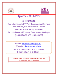 Diploma - CET-2016 e-Brochure under Lateral Entry Scheme