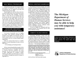 ADULT MEDICAL PROGRAM (AMP) MEDICAL ASSISTANCE (MA/MEDICAID)  Adults	between	the	ages	of	21	and	64	who	are