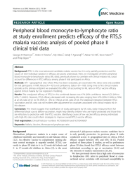 Peripheral blood monocyte-to-lymphocyte ratio malaria vaccine: analysis of pooled phase II