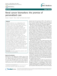 Renal cancer biomarkers: the promise of personalized care Open Access