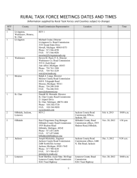 RURAL TASK FORCE MEETINGS DATES AND TIMES