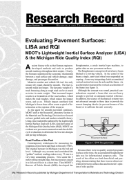 Research Record A Evaluating Pavement Surfaces: LISA and RQI