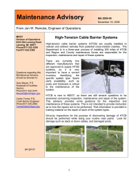 Maintenance Advisory  High-Tension Cable Barrier Systems