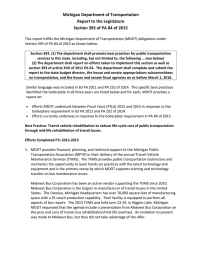 Michigan Department of Transportation  Report to the Legislature  Section 393 of PA 84 of 2015 