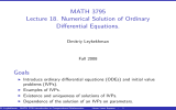 MATH 3795 Lecture 18. Numerical Solution of Ordinary Differential Equations. Goals