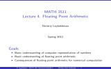 MATH 3511 Lecture 4. Floating Point Arithmetic Goals