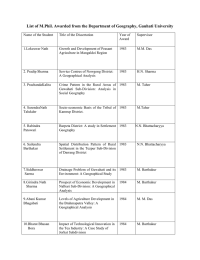 List of M.Phil. Awarded from the Department of Geography, Gauhati...