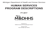 HUMAN SERVICES PROGRAM DESCRIPTIONS Michigan Department of Health and Human Services FY 2017