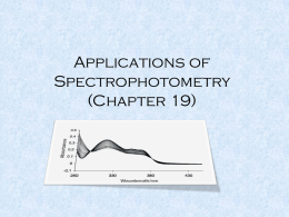 Applications of Spectrophotometry (Chapter 19)