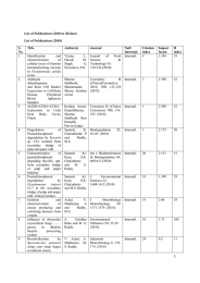 List of Publications (2010 to till date) List of Publications (2010) S.