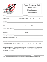 Ryan Rocketry Club 2014-2015 Membership Application