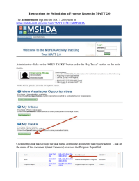 Instructions for Submitting a Progress Report in MATT 2.0