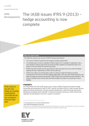 The IASB issues IFRS 9 (2013) – hedge accounting is now complete IFRS