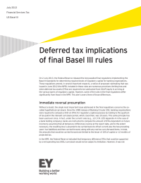 Deferred tax implications of final Basel III rules July 2013 Financial Services Tax