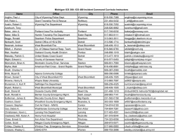 Michigan ICS 300- ICS 400 Incident Command Curricula Instructors Name Office City