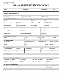 MICHIGAN SEX OFFENDER VERIFICATION/UPDATE  Your next verification month is: