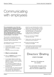 Communicating with employees Human resources management Directors’ Briefing