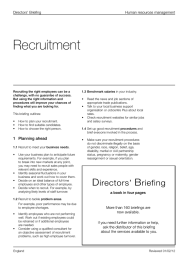 Recruitment Directors’ Briefing Human resources management