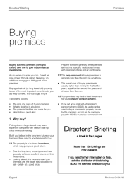 Buying premises Directors’ Briefing Premises