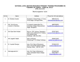 Participants List NATIONAL LEVEL MASTER RESOURCE PERSONS’ TRAINING PROGRAMME ON