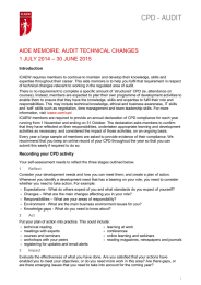 CPD - AUDIT AIDE MEMOIRE: AUDIT TECHNICAL CHANGES – 30 JUNE 2015