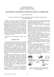 DEVELOPMENT OF REMOTE CONTROLLED VIRTUAL LABORATORY Angéla Váradiné Szarka