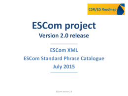 ESCom project Version 2.0 release  ESCom XML