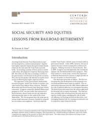 SOCIAL SECURITY AND EQUITIES: LESSONS FROM RAILROAD RETIREMENT Introduction RETIREMENT