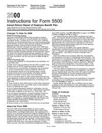 20 00 Instructions for Form 5500 Annual Return/Report of Employee Benefit Plan