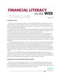 FINANCIAL LITERACY  on the BY KIMBERLY BLANTON