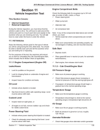 Section 11 Vehicle Inspection Test Engine Compartment Belts