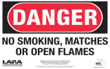 DANGER NO SMOKING, MATCHES OR OPEN FLAMES