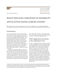 WHAT EXPLAINS VARIATION IN DISABILITY APPLICATION RATES ACROSS STATES? Introduction RETIREMENT