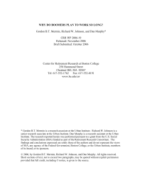 WHY DO BOOMERS PLAN TO WORK SO LONG? CRR WP 2006-19