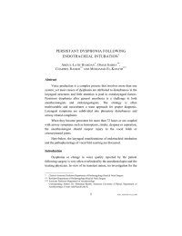 PERSISTANT DYSPHONIA FOLLOWING ENDOTRACHEAL INTUBATION A -L