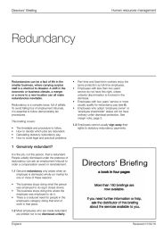 Redundancy Human resources management Directors’ Briefing