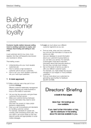 Building customer loyalty Directors’ Briefing